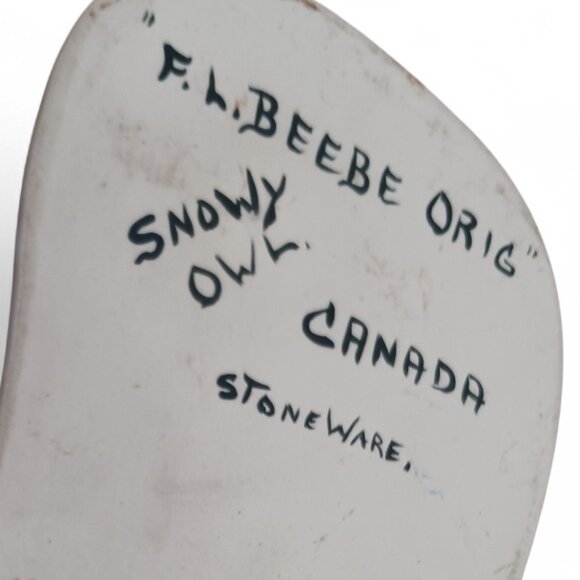Rare Vintage Signed F.L. Beebe Canadian Snowy Owl Stoneware Sculpture - Picture 11 of 12